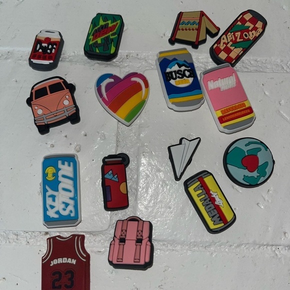 LOT of 15 CROC’s Colorful Shoe Charms Set Drinks Camping Lisa Frank Heart Jordan - Picture 4 of 5